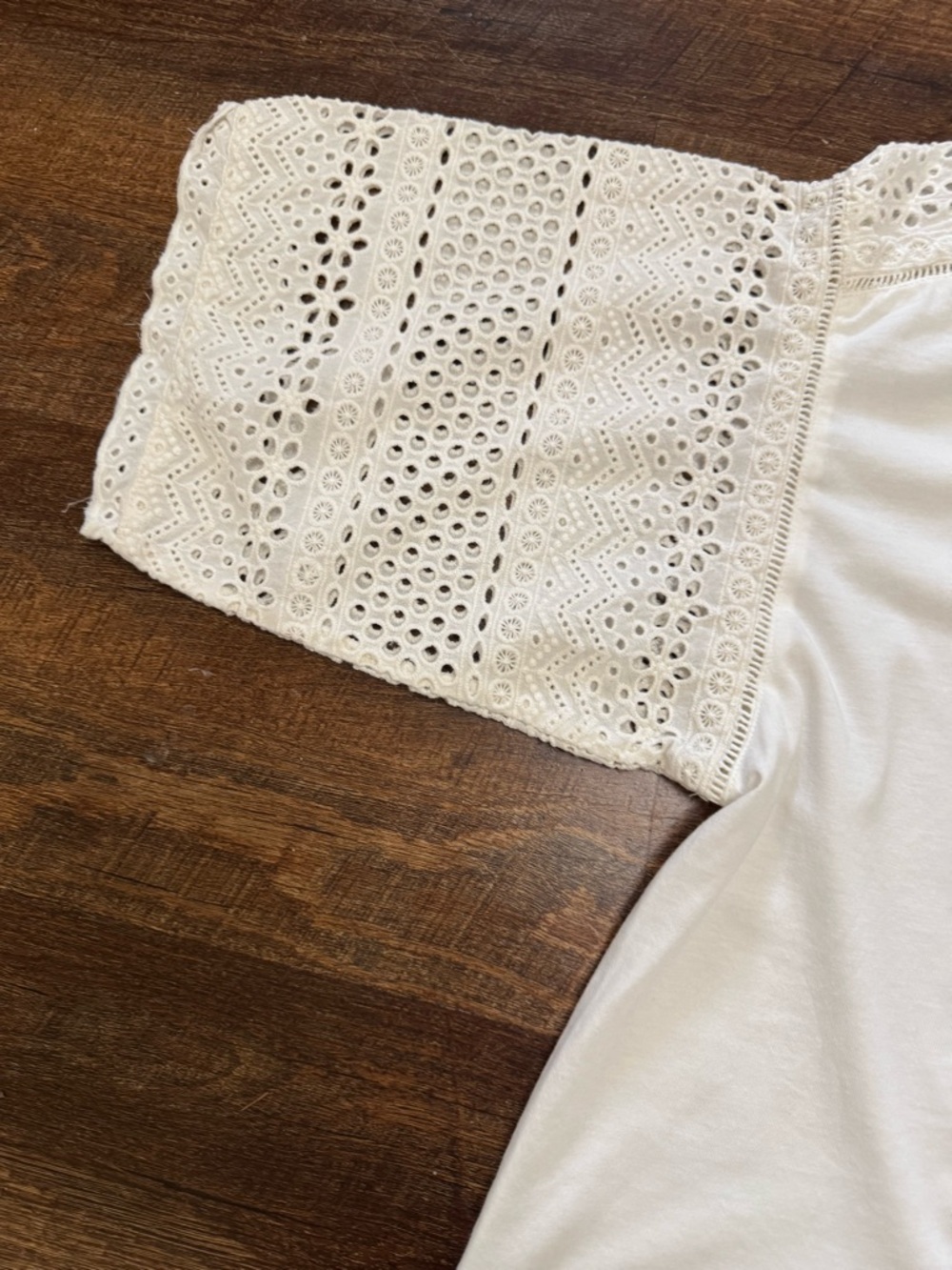 Lauren Ralph Lauren Top XL/TG Ivory Lace Sleeve Boho Blouse Short Sleeve Casual - Picture 2 of 6